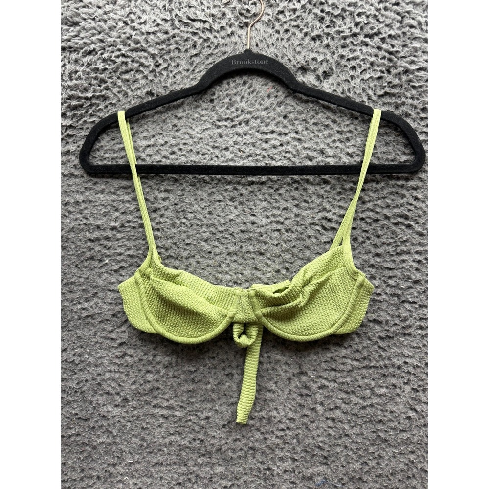 Monday‎ Swimwear Textured Underwire Bikini Set Green Womens Size Top P Bottom M